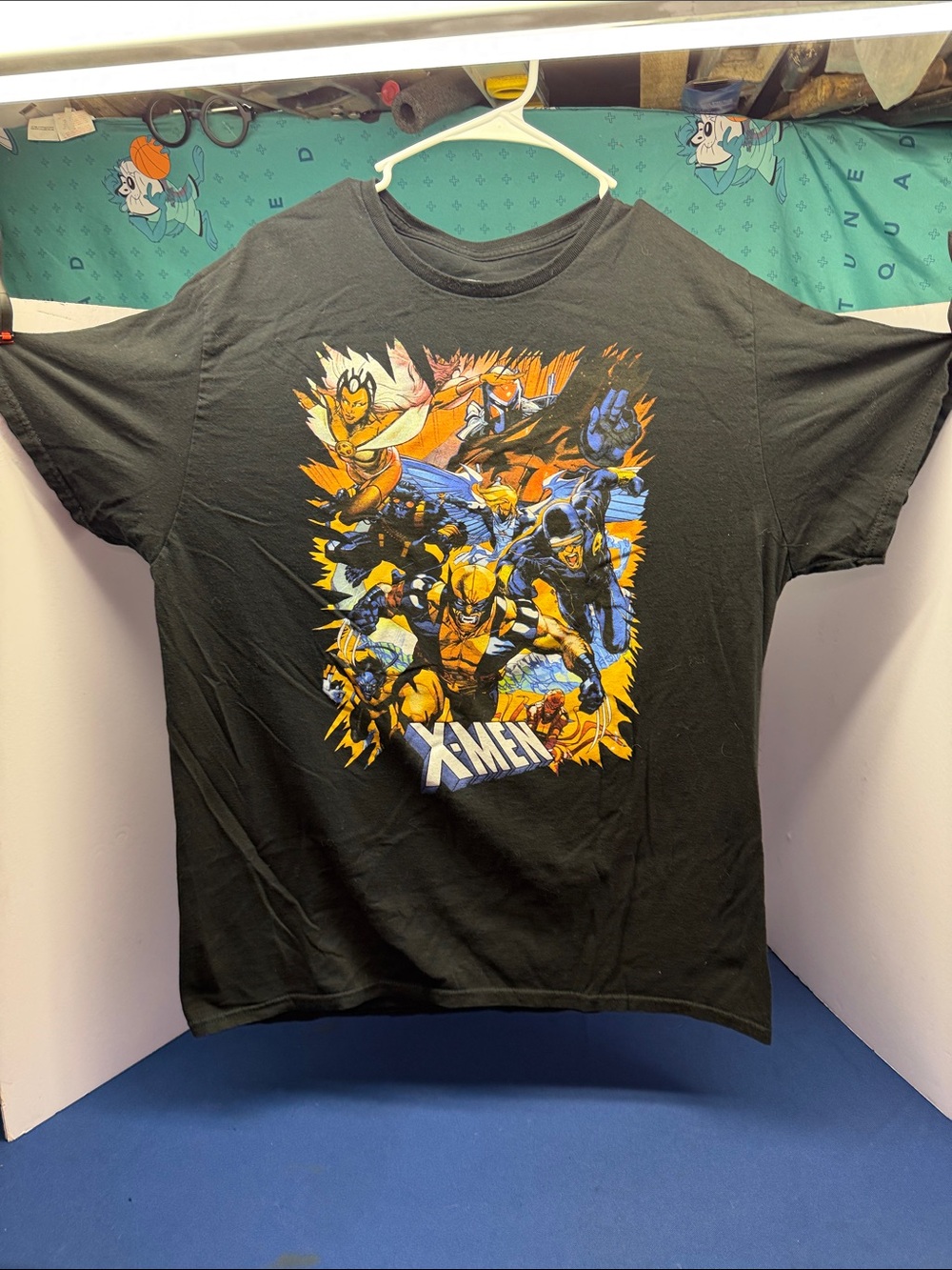 Marvel X-Men Black Graphic Tee with Yellow & Blue Artwork